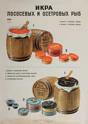 Икра лососевых и осетровых рыб. Художник Н. Колесников. [Плакат].  1970. Офсет; 81,5 × 58 см.